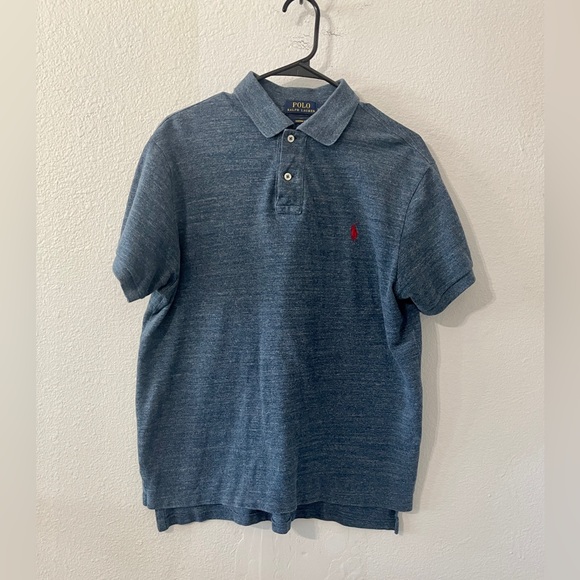 Polo by Ralph Lauren Iconic Mesh Polo Shirt | Blue | Size Large - Picture 2 of 6